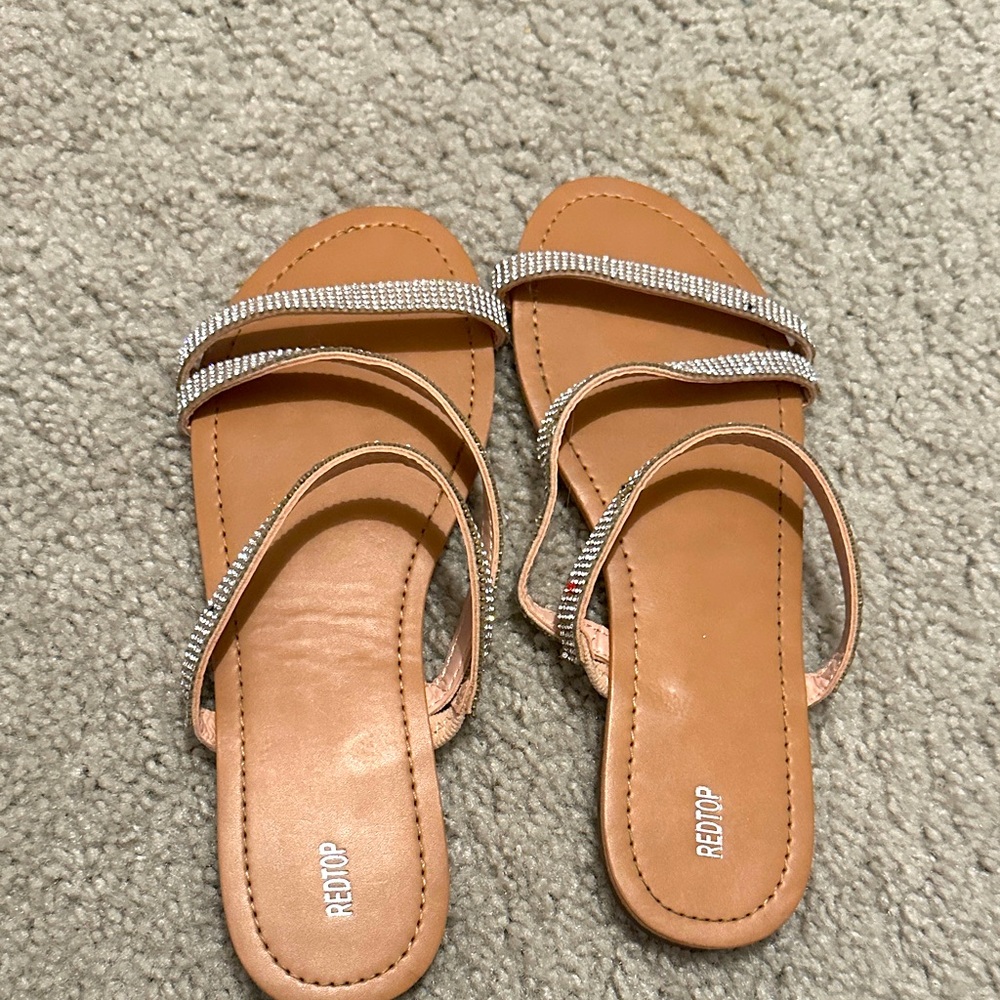 Women's Tan Sandals with Silver Accents